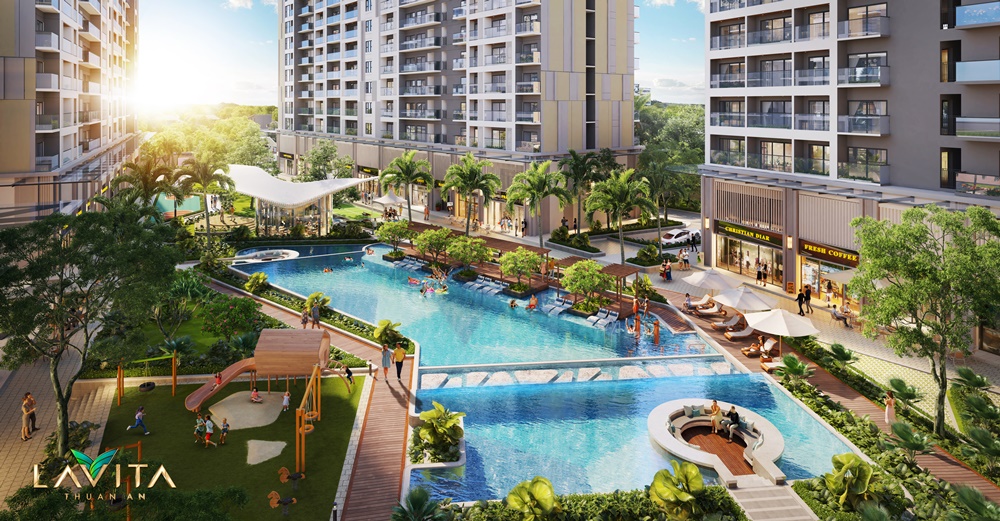 Hồ bơi Resort phân cấp 3 tầng của dự án 